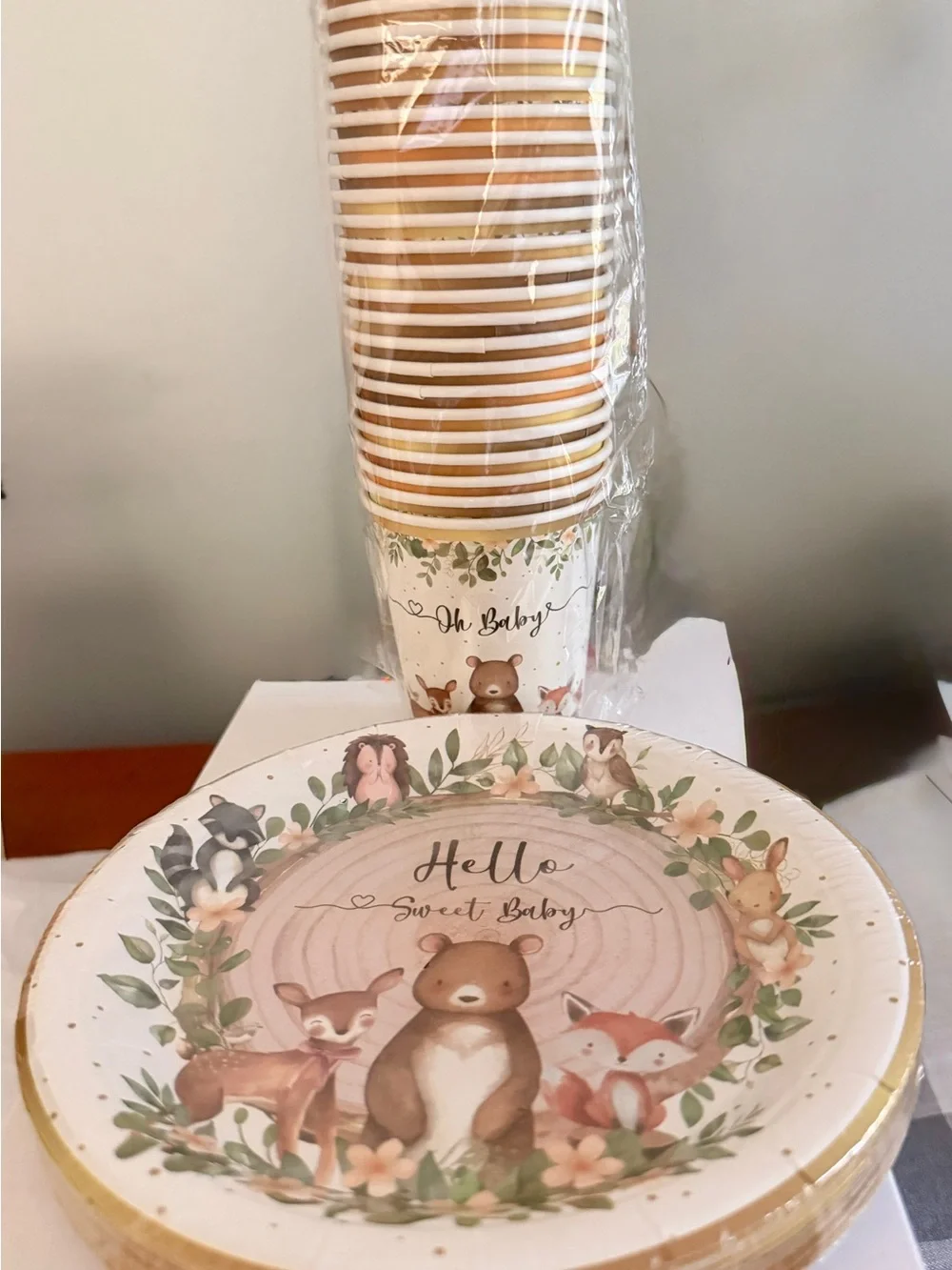 Woodland Baby Shower Decoration Lot – Backdrops, BABY Boxes, Tableware & More